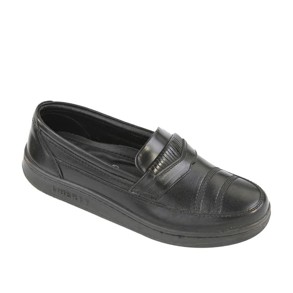 Warrior Black Formal Non Lacing Shoes For Men 2078-02 By Liberty - Image 6